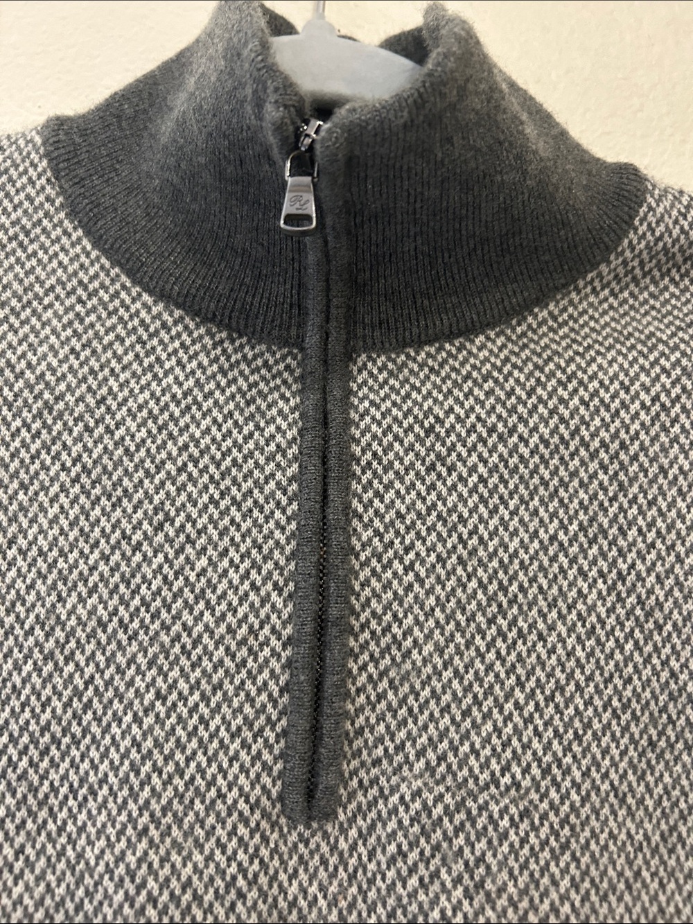 Ralph Lauren Purple Label 100% cashmere Made in Italy Birdseye quarter zip mens - Picture 2 of 7